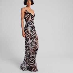 Rat and Boa Majel Zebra-Print Slip Maxi Dress XS